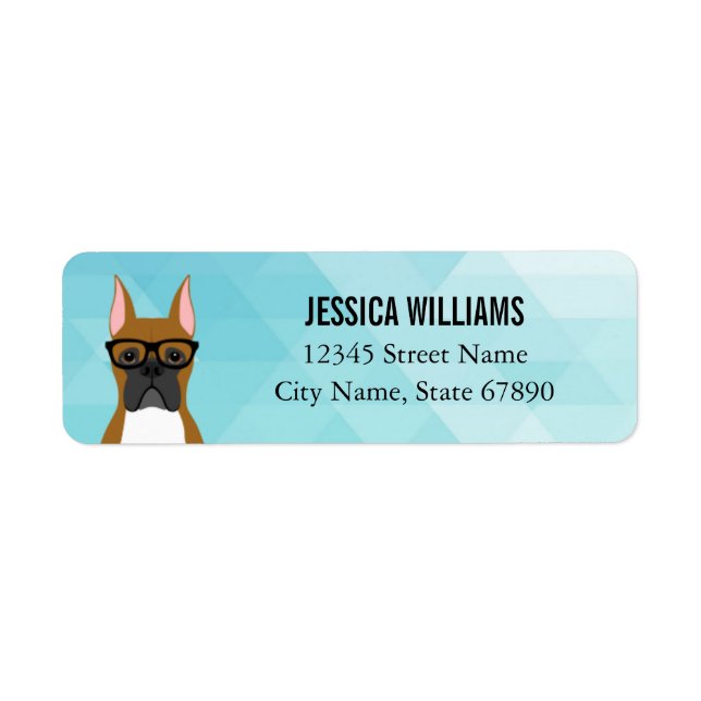 Cropped Ears Boxer Dog with Glasses Labels (Front)