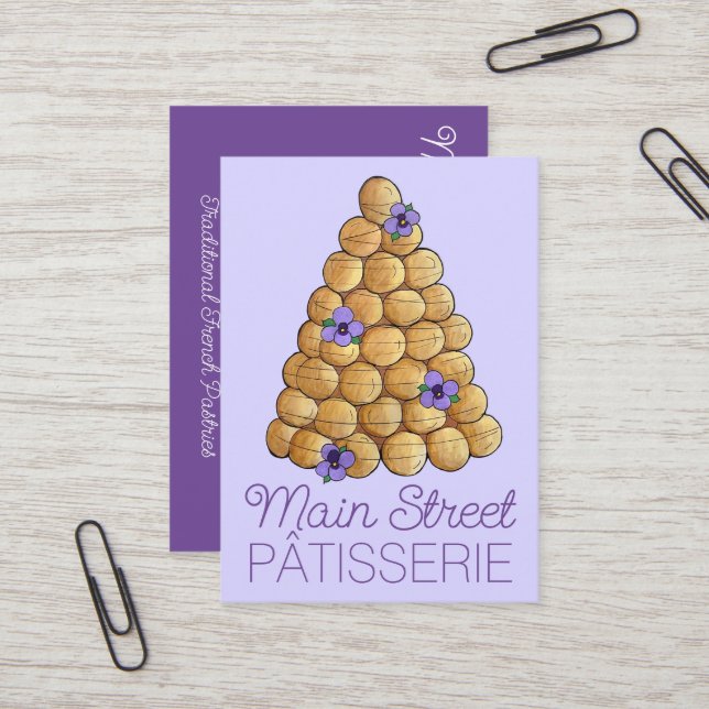 Croquembouche Choux Buns French Patisserie Cake Business Card (Front/Back In Situ)