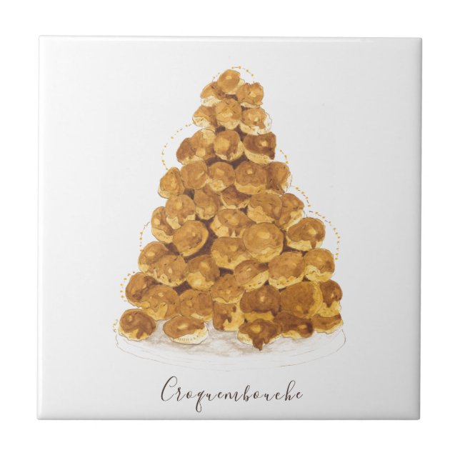 Croquembouche watercolor tile (Front)