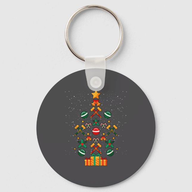 Croquet Christmas Tree Xmas  Key Ring (Front)