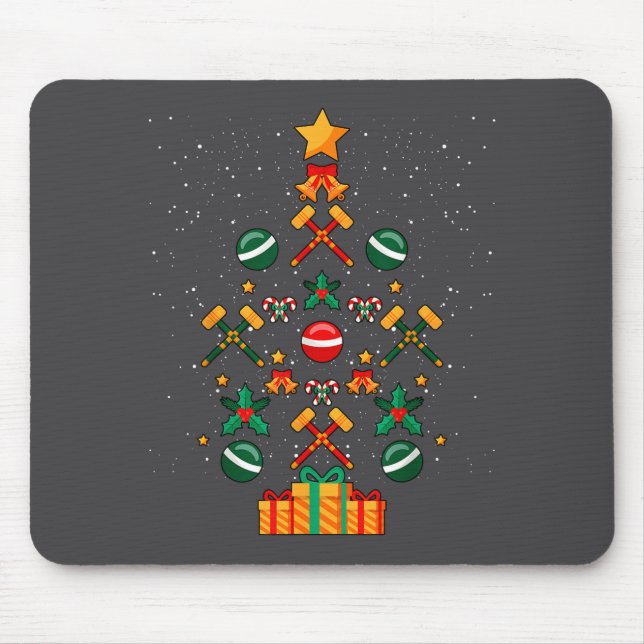 Croquet Christmas Tree Xmas  Mouse Mat (Front)