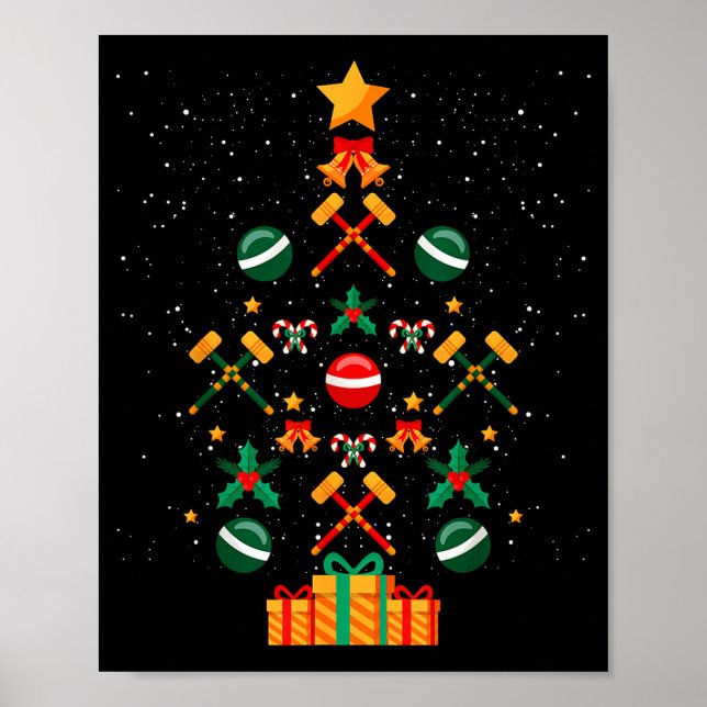 Croquet Christmas Tree Xmas  Poster (Front)