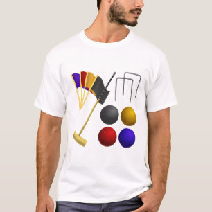 Croquet Equipment Set Mallet Balls Hoops T-Shirt