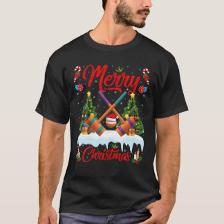 Croquet Lover Xmas Lighting Santa Hat Croquet Chri T-Shirt