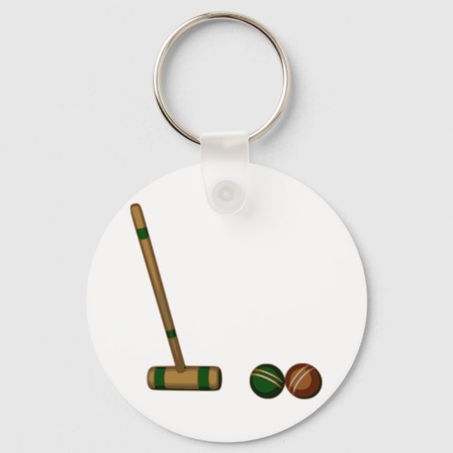 Croquet Mallet and Balls Key Ring (Front)