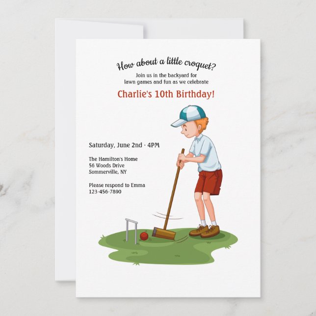 Croquet Player Invitation (Front)