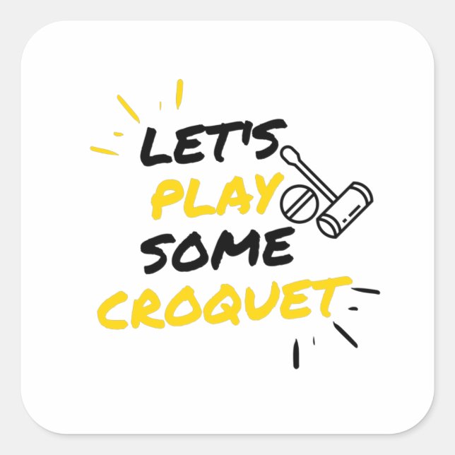 Croquet players square sticker (Front)
