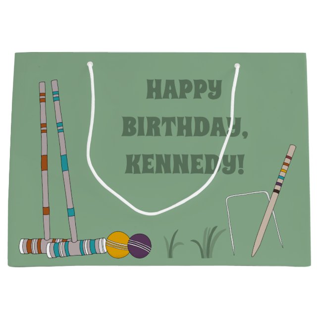 Croquet Set, Jade Green, Personalised Large Gift Bag (Front)