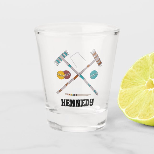 Croquet Set, Lawn Games Personalised Shot Glass (Front)