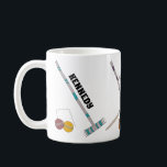 Croquet Set, Yard Game Personalised Coffee Mug<br><div class="desc">This personalised coffee mug features illustrations of different equipment from a croquet set with mallets,  balls and wickets graphics. The illustrations wrap around the mug. The name appears on both sides of the mug.</div>