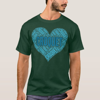 Croquet Sports Heart Hand Drawn Wordcloud T-Shirt