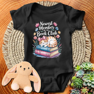 Croquette Bow Newest Member of the Book Club Baby Bodysuit
