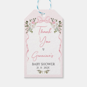 Croquette Pink Bow Arch Baby Shower Gift Tag