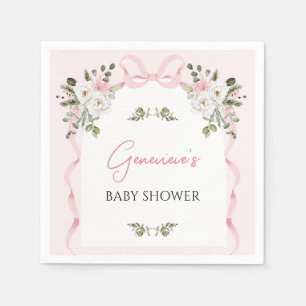 Croquette Pink Bow Arch Baby Shower Paper Napkin