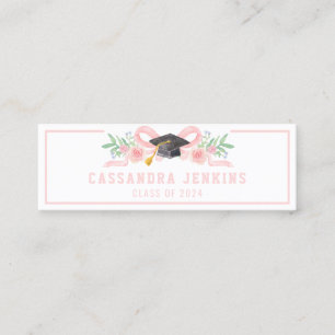 Croquette Pink Bow Graduation Name Card