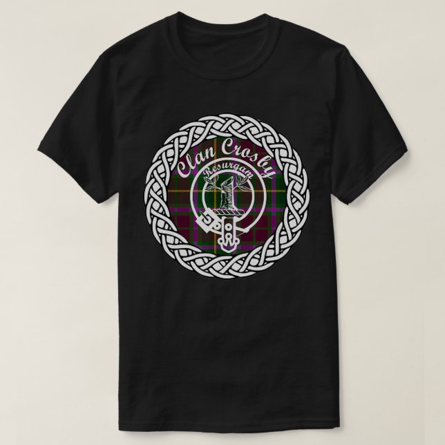 Crosby surname last name Scottish Tartan Clan Cres T-Shirt (Design Front)
