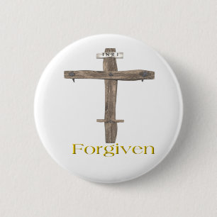 Cross 6 Cm Round Badge