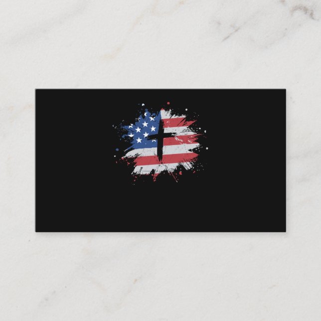 Cross American Flag Christian Men Business Card (Front)