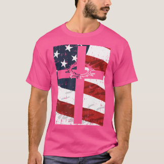 Cross American Flag Thorn God Jesus Faith Christia T-Shirt