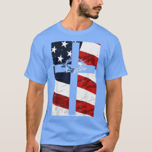 Cross American Flag Thorn God Jesus Faith Christia T-Shirt