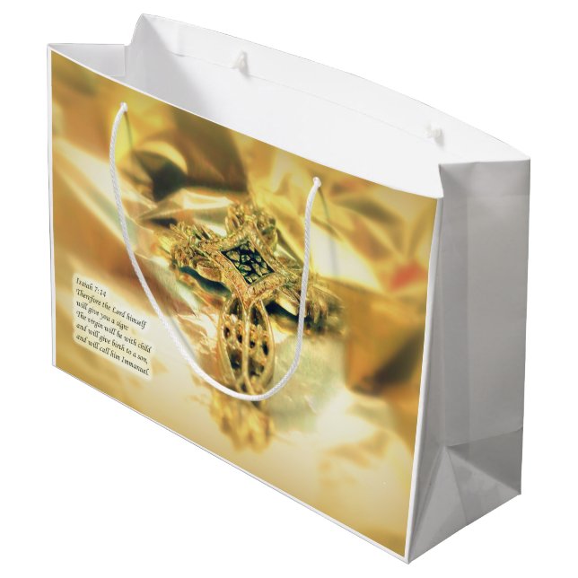 Cross and Bible Quote - Christianity Large Gift Bag (Back Angled)