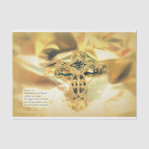 Cross and Bible Quote - Christianity Tissue Paper