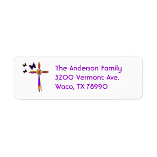 Cross and Butterflies Address Label
