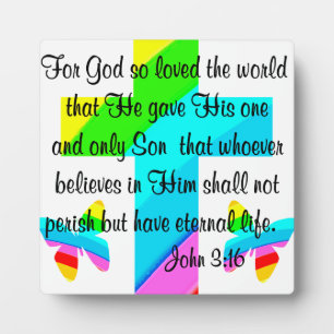 CROSS AND BUTTERFLY JOHN 3:16 DESIGN PLAQUE