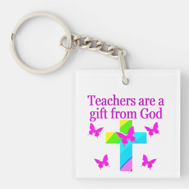 CROSS AND BUTTERFLY TEACHERS BLESSING DESIGN KEY RING (Front)