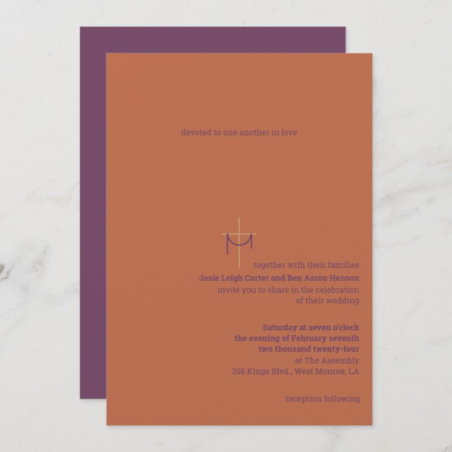 Cross and Cloth Wedding Invitation (Front/Back)