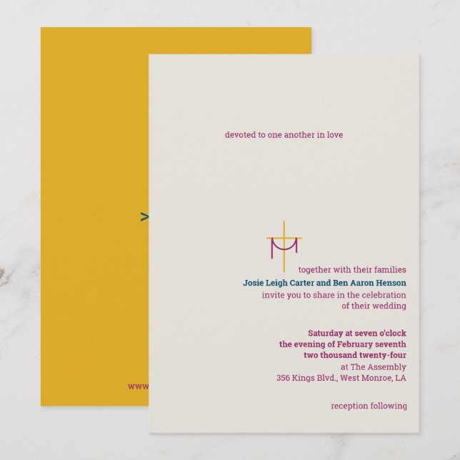 Cross and Cloth Wedding Invitation (Front/Back)