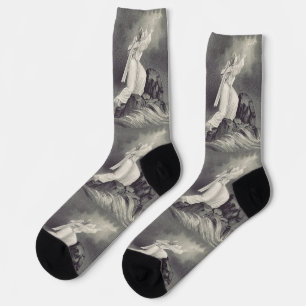 Cross and Crown Christian symbol Socks