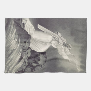 Cross and Crown Christian symbol Tea Towel