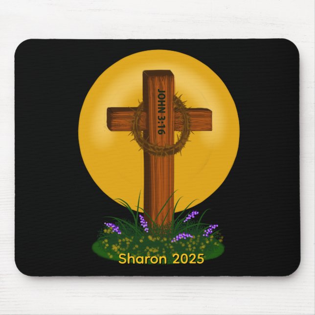 Cross and Crown of Thorns Mouse Mat (Front)