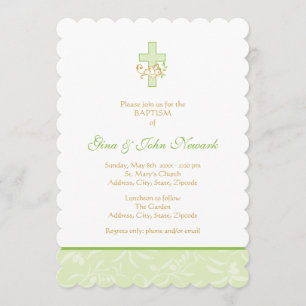 Cross and Dove Neutral Baptism Invitation