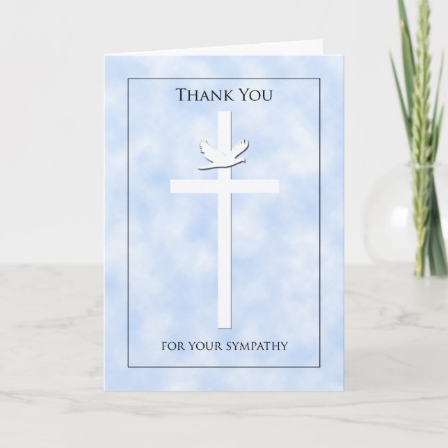 Cross and Dove Sympathy Thank You Card (Front)