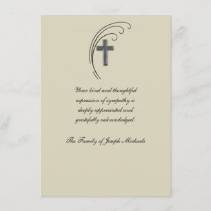 Cross and Fern (Cream) - Bereavement Thank You Not Card