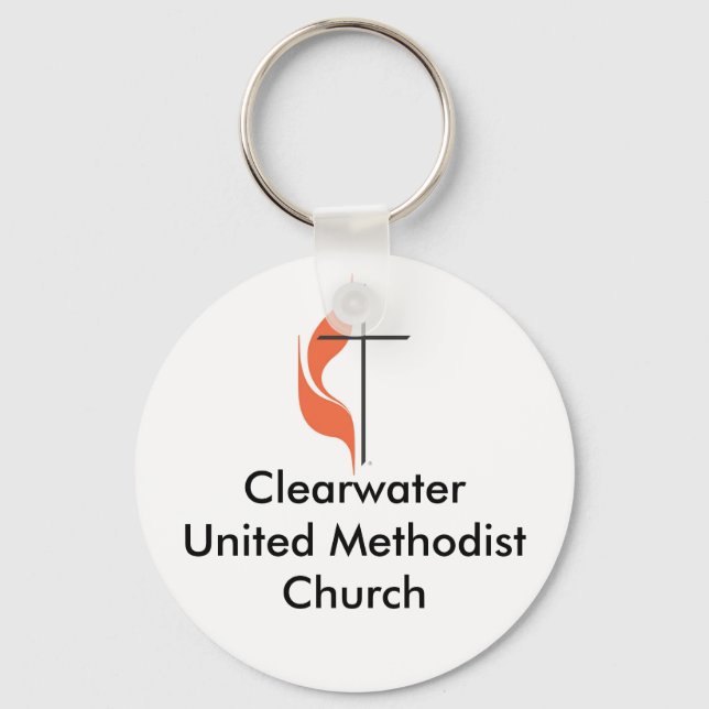Cross and flame, ClearwaterUnited MethodistChurch Key Ring (Front)