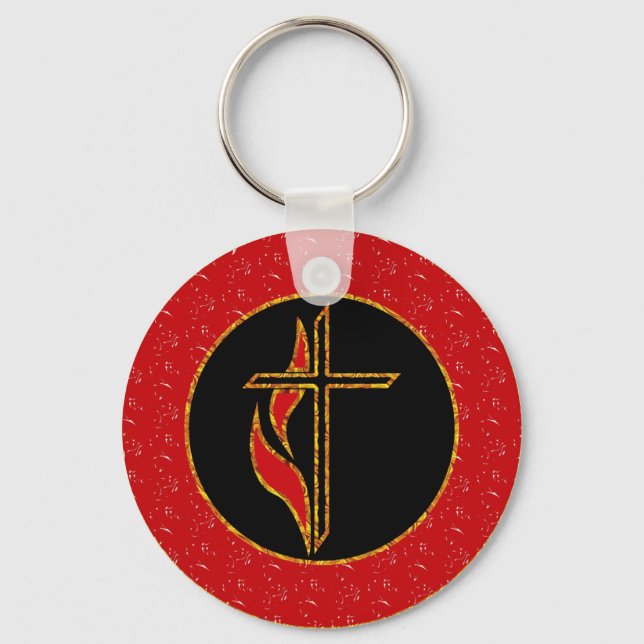 Cross and Flame Key Ring (Front)
