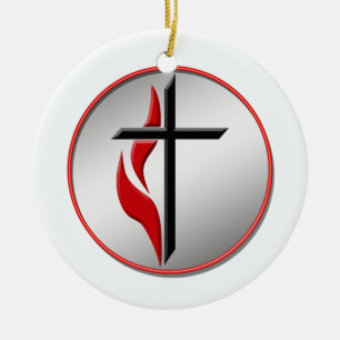 CROSS AND FLAME ORNAMENT