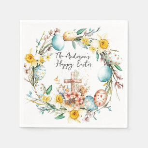 Cross and floral Easter Napkin