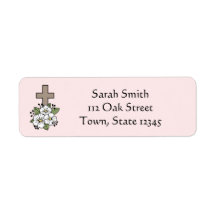 Cross and Flowers Personalised Return Address
