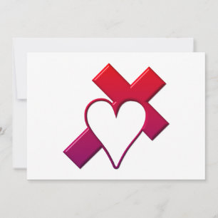 Cross and heart #1 ( 3-D Red / purple ) Invitation