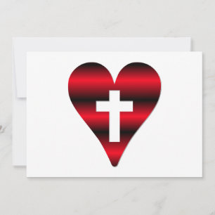 Cross and heart #3 ( Cross inside red heart ) Invitation