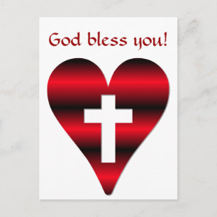 Cross and heart #3 ( Cross inside red heart ) Postcard