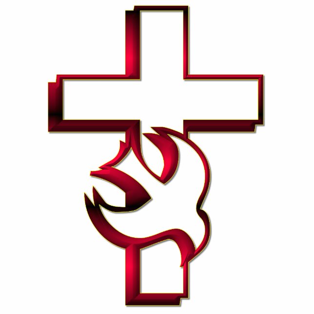 Cross and Holy Spirit / Holy Ghost Standing Photo Sculpture (Front)