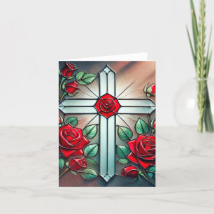 Cross and Rose Note Card