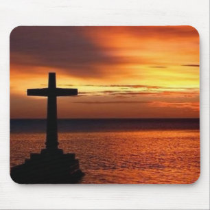 cross and sunset  mousepad