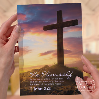 Cross at Dusk Scripture Church Bulletin Template