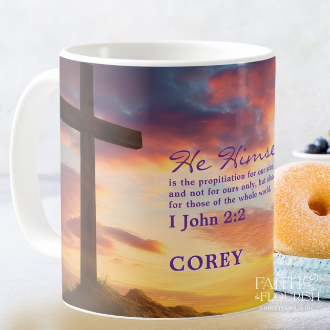 Cross at Dusk Scripture Personalised Coffee Mug (Creator Uploaded)